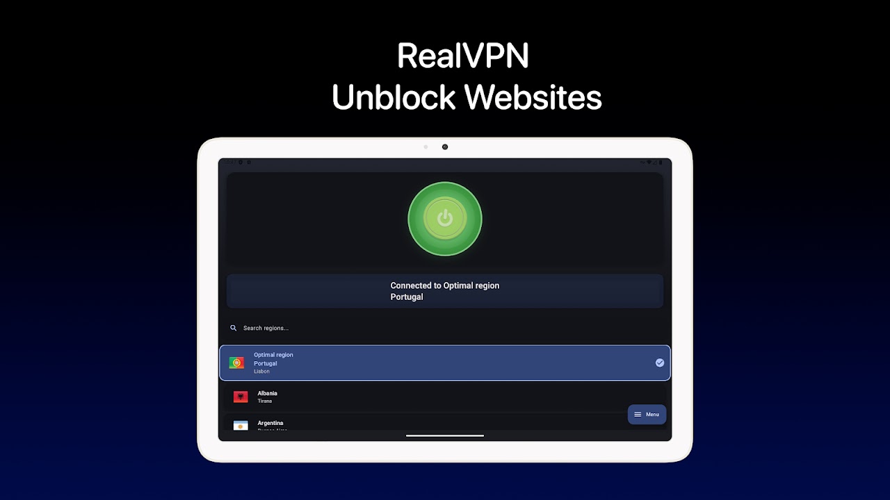 RealVPN Android app connected