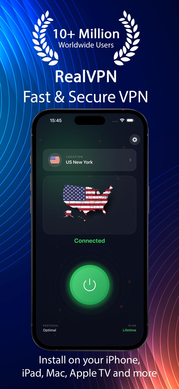 RealVPN connected on iPhone