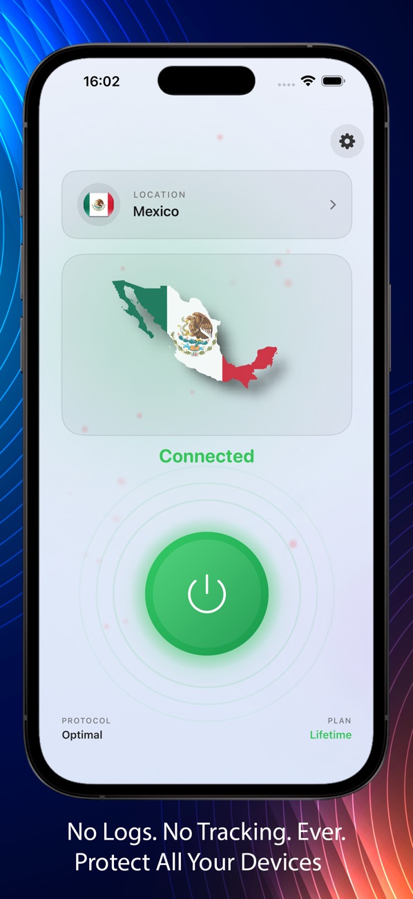 RealVPN connected in light mode